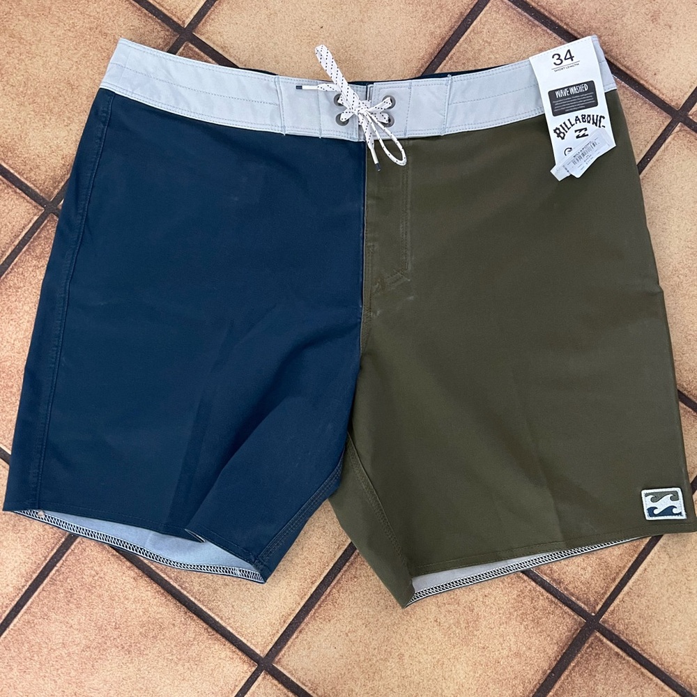 NWT Billabong Men's Two-Tone Swim Shorts - Blue and Green